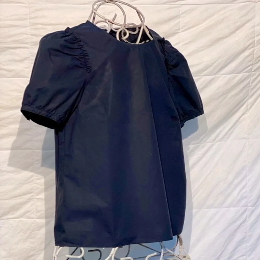 J.Crew navy top with ruffle trim - Picture 2 of 9